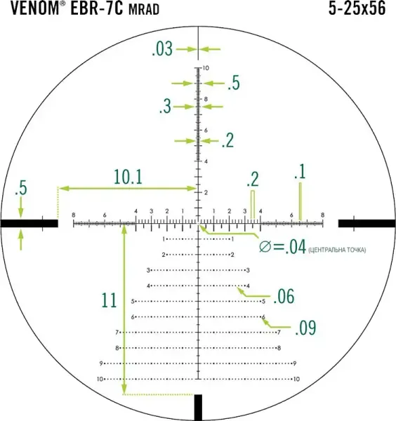Прицел оптический Vortex Venom 5-25x56 FFP с сеткой EBR-7C MRAD